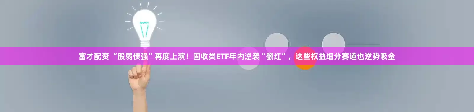 富才配资 “股弱债强”再度上演！固收类ETF年内逆袭“翻红”，这些权益细分赛道也逆势吸金